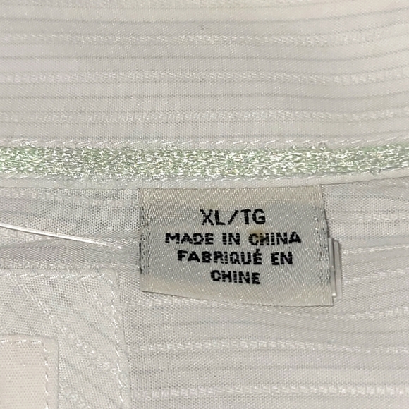 XL GUESS 100% Cotton Dress Shirt with Mint Green Stripes and Textured Fabric - Picture 7 of 11